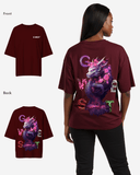 G West Womens Oversized Purple Dragon Tee