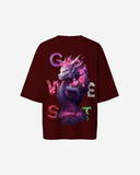 G West Womens Oversized Purple Dragon Tee