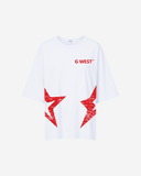 G West Womens Oversized Usa Flag Arch Logo Tee