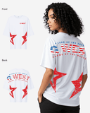 G West Womens Oversized Usa Flag Arch Logo Tee