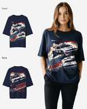 G West WomensRacing Club Double Hit Premium Oversized Tee