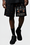 G WEST RHINESTONE SCORPION 3/4 SLEEVES MESH SHORT SET