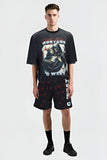 G WEST RHINSTONE HOSTAGAE 3/4 SLEEVES MESH SHORT SET