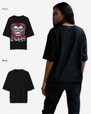 G West Womens Roses And Bones Oversized Tee