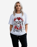 G West Womens Roses And Bones Oversized Tee