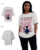 G West Womens Game of G Baby Blue Black Oversized Tee
