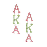 AKA Dangle Pink Green Large AKA Earrings