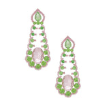 AKA Sorority Ruffled Pink Green Crystal Earrings