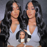 "Natural Black Body Wave HD Lace Closure Wig - Glueless, Pre-Plucked, 180% Density"