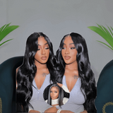 "Natural Black Body Wave HD Lace Closure Wig - Ready-to-Wear, Glueless, Pre-Plucked, 180% Density"