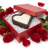 Love In The Air Wooden Heart-Shaped Candle 3wick