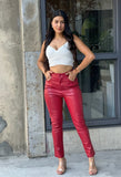 High Waisted Faux Leather Pu Skinny Jeans