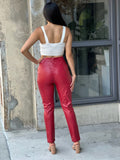 High Waisted Faux Leather Pu Skinny Jeans