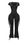 Mineral Washed Fringe Jumpsuit