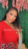 Knotless Braid Wig, Swiss Full Lace, Threetone Color, Waist Length - Gabrielle