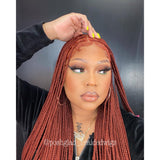 Knotless Braid Wig, HD Full Lace, color 350, Waist Length, Glueless - Gina
