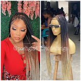 Knotless Braid Wig, Swiss Full Lace, Threetone Color, Waist Length - Gabrielle