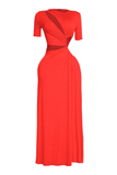 Short Sleeve Cutout Maxi Dress