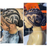 Feedin Braid Wig With Heart, Human Hair Full Lace, Black Color, Glueless - Farrah
