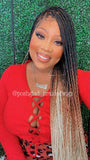 Knotless Braid Wig, Swiss Full Lace, Threetone Color, Waist Length - Gabrielle