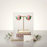14K Gold Pink Green AKA Baseball Stud Earrings