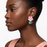 14K Gold Pink Green AKA Double Flower Earrings