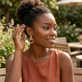14K Gold Pink Green AKA Interlocking Ring Earrings