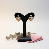 14K Gold Pink Green AKA Striped Heart Earrings