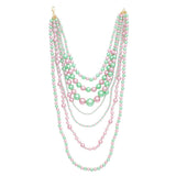 AKA Pink & Green 7-Strand Pearl Necklace & Earring Set