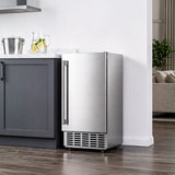 Kismile Commercial Built-in Ice Maker Machine,70Lbs/Day,Under Counter Ice Cube Maker with 24H Timer,Built-in Freestanding Ice Maker for Home & Office(Silver)