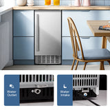 Kismile Commercial Built-in Ice Maker Machine,70Lbs/Day,Under Counter Ice Cube Maker with 24H Timer,Built-in Freestanding Ice Maker for Home & Office(Silver)