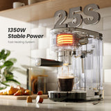 Kismile Espresso Machine, Semi-Automatic Coffee Maker with Bean Grinder and Milk Frother Steam Wand