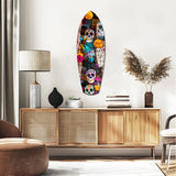 Sugar Skulls and Marigold Market Glass Wall Art