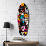 Sugar Skulls and Marigold Market Glass Wall Art