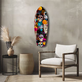 Sugar Skulls and Marigold Market Glass Wall Art