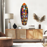 Floral Skull Totem With Guitar Glass Wall Art