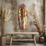 Leopard on Color Block Mosaic Glass Wall Art