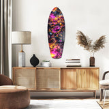 Magenta Gold Cosmic Bubbles Surfboard Glass Wall Art