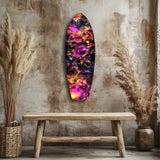 Magenta Gold Cosmic Bubbles Surfboard Glass Wall Art