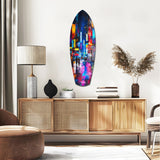 Under the City Glow A Love in the Rain Glass Wall Art