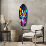 Under the City Glow A Love in the Rain Glass Wall Art
