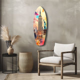 Watercolor Splash Liberty Skyline Glass Wall Art