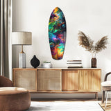 Rainbow Marbled Nebula Surfboard Glass Wall Art