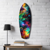 Rainbow Marbled Nebula Surfboard Glass Wall Art