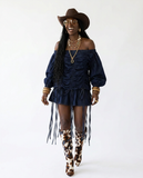 Brave Ruched Denim Mini Dress
