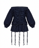 Brave Ruched Denim Mini Dress