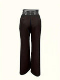 Girls' Solid Color Hollow High Waist Slimming Fashion Versatile Home Clothes Pants