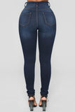 Women High Waist Stretch Hip Lift Denim Skinny Pants Jeans Full Length Sexy Slim Bleachded Solid Color Pants