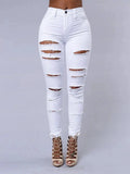 2026 Women's Stretch Skinny Ripped Hole Washed Denim Jeans Female High Waist Pencil Y2k Pants Jeans Ladies Casual Trousers Pants