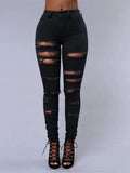 2026 Women's Stretch Skinny Ripped Hole Washed Denim Jeans Female High Waist Pencil Y2k Pants Jeans Ladies Casual Trousers Pants